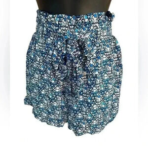 Blue Rain women’s pull up floral blue shorts pockets belt sz SX with liner NWOT